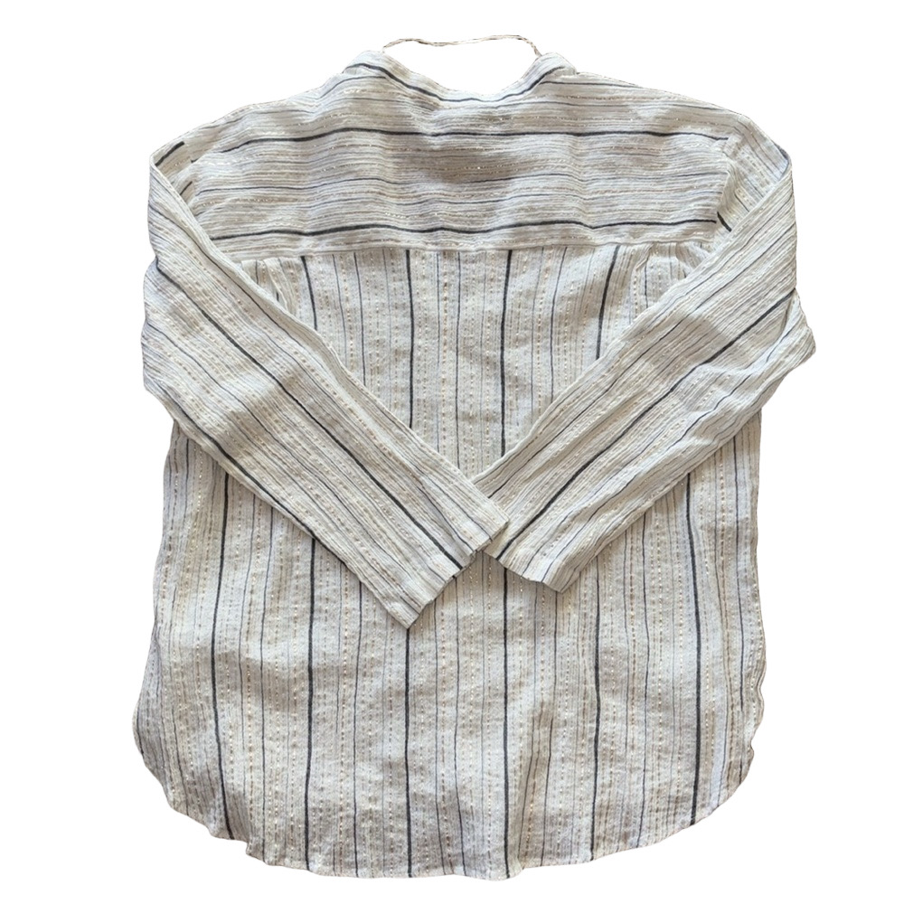 Zara Woman’s XL White Metallic Textured Long Sleeve Blouse - Picture 4 of 5